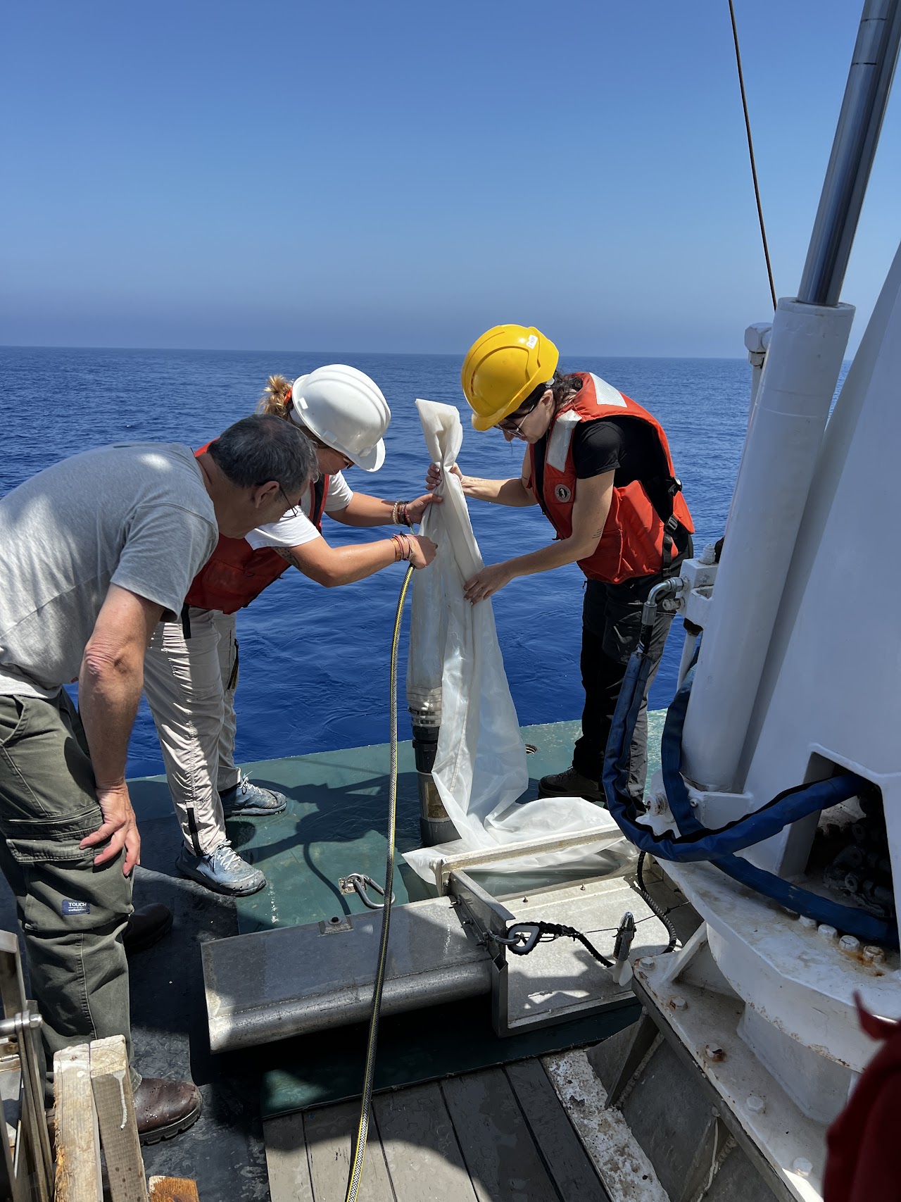 AMBER Lab researchers collecting plankton at sea