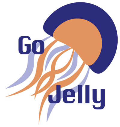 GoJelly logo: an orange and navy jellyfish